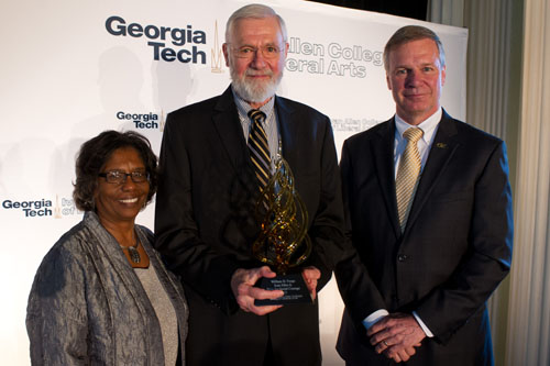 Dr. William H. Foege (c) with Georgia Tech Ivan Allen College of Liberal Arts Dean Jacqueline J. Royster and Georgia Tech President G.P. "Bud" Peterson