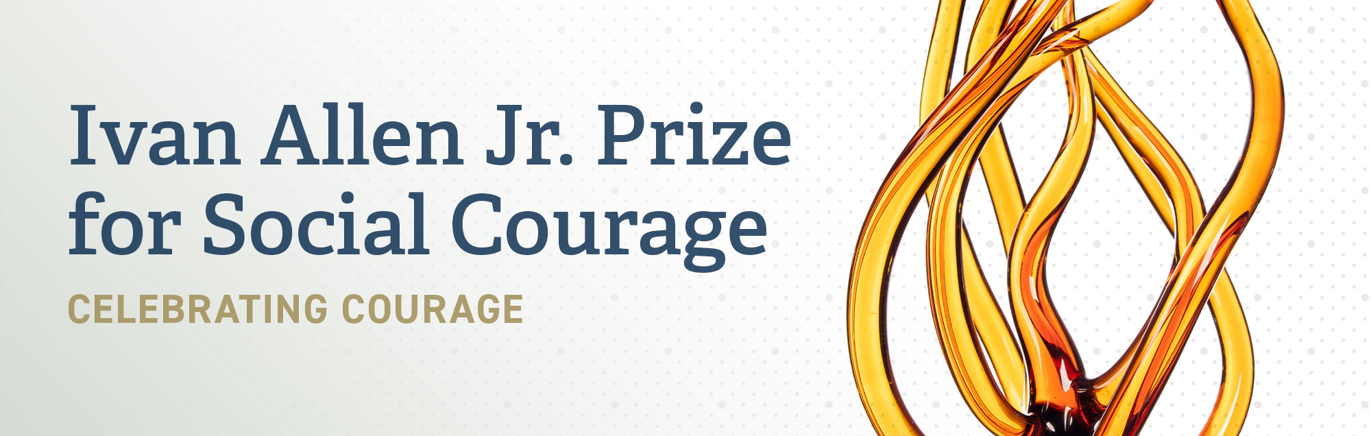 The Ivan Allen Jr. prize glass sculpture on a patterned background.